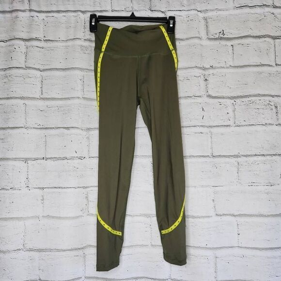 Adidas Primegreen Green Yellow Activewear Pants Womens Small Aeroready Training - Picture 1 of 8